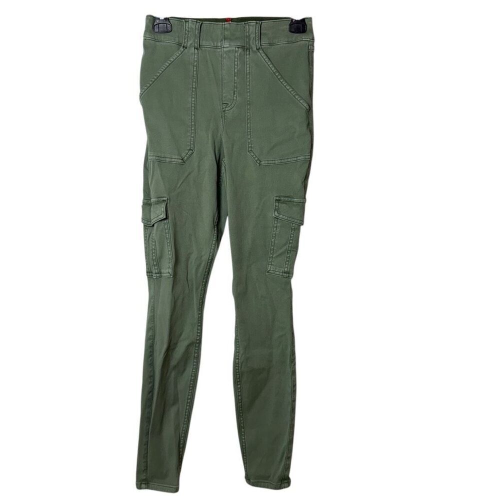 Spanx Pants Women Medium Green Stretch Twill Ankle Cargo Skinny Slim Leg… - Picture 2 of 6